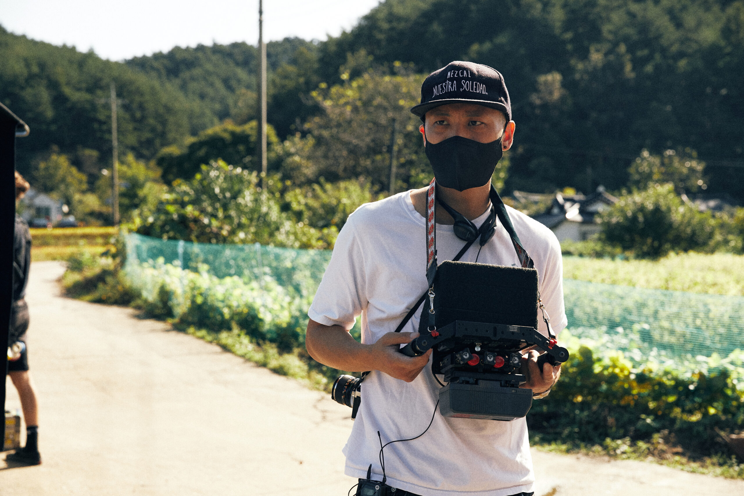 Anthony Shim on the set of Riceboy Sleeps.