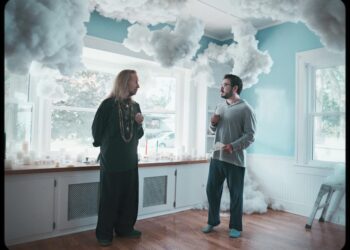 H.P. Mendoza on the set of The Secret Art of Human Flight.