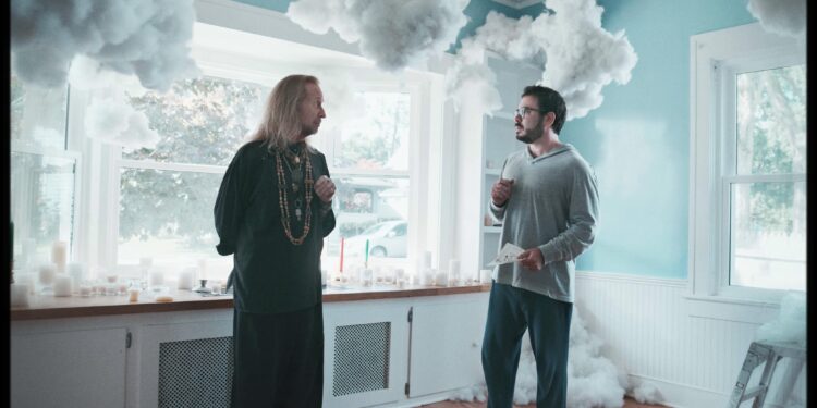 H.P. Mendoza on the set of The Secret Art of Human Flight.