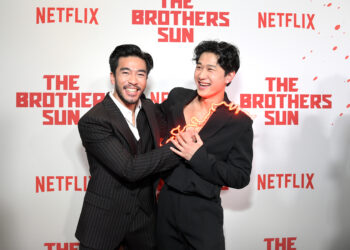 (L-R) Justin Chien and Sam Song Li attend Netflix's The Brothers Sun Los Angeles Premiere at Netflix Tudum Theater on January 04, 2024 in Los Angeles, California.