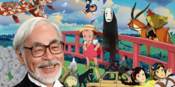 A collage of Hayao Miyazaki's films.