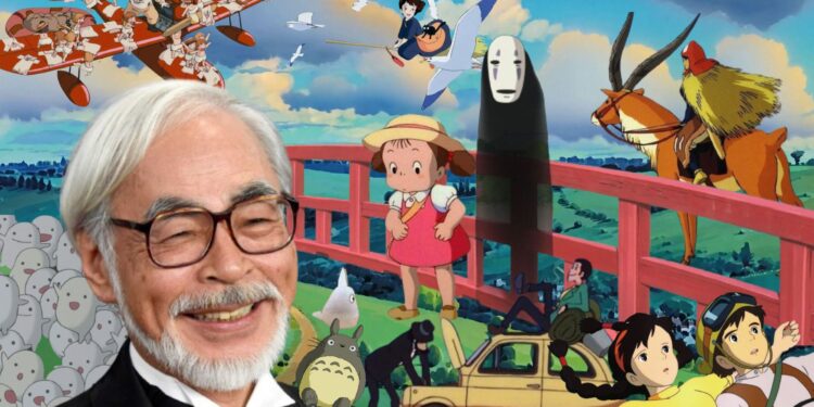 A collage of Hayao Miyazaki's films.