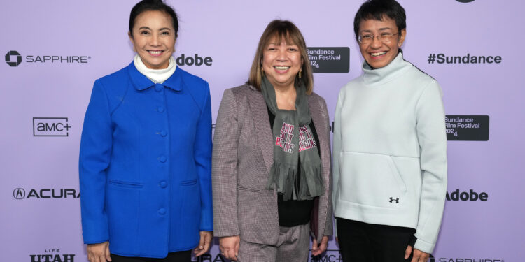 Ramona S. Diaz, Maria Leonor “Leni” Robredo, Maria Ressa on the red carpet at Sundance 2024.