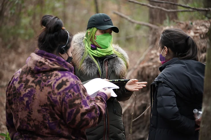 Yoko Okumura on set of the movie Unseen.