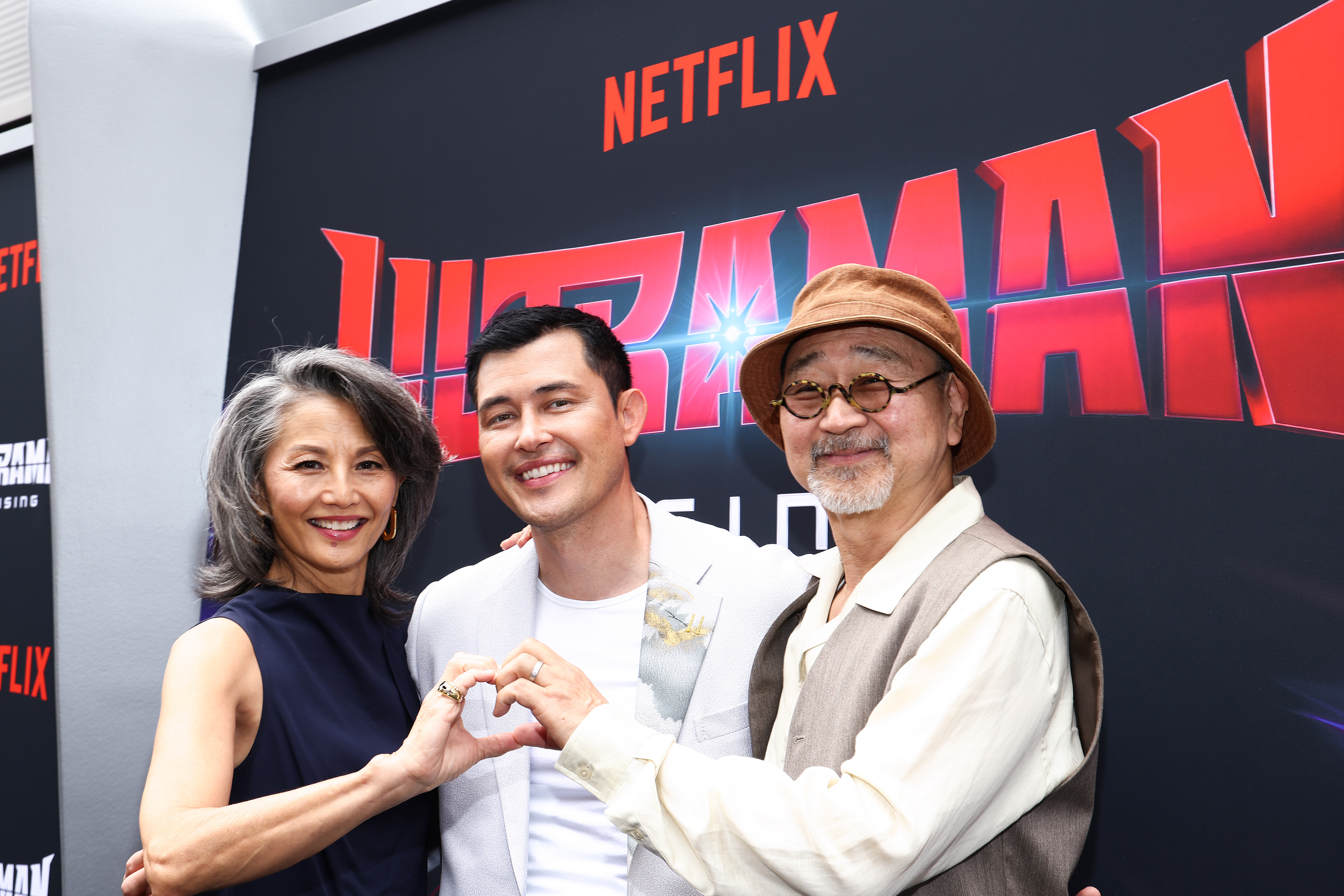 (L-R) Tamlyn Tomita, Christopher Sean and Gedde Watanabe attend a special screening of Ultraman: Rising at Netflix Tudum Theater on June 01, 2024 in Los Angeles, California.