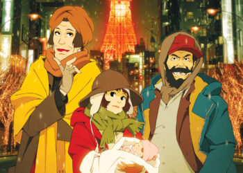 Hana, Miyuki, Gin, and baby Kiyoko in the movie Tokyo Godfathers.