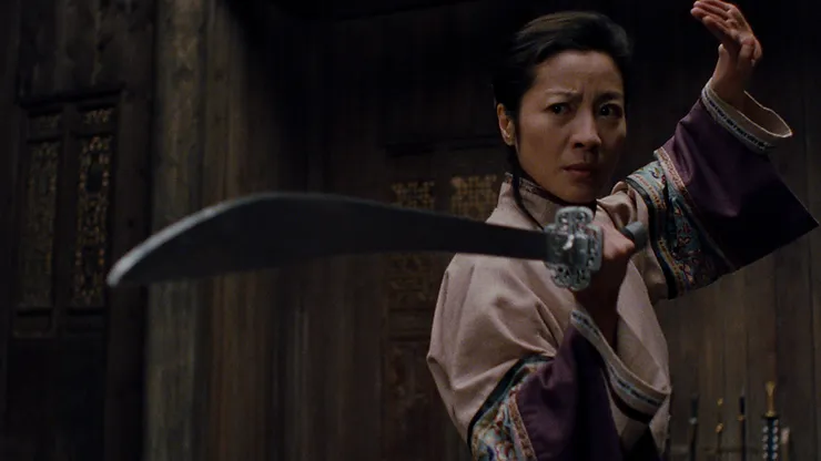 Michelle Yeoh wielding a sword in Crouching Tiger, Hidden Dragon.