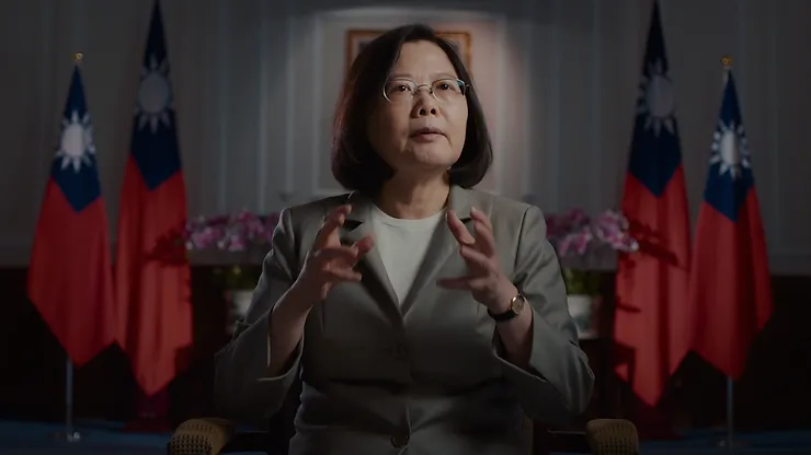 A medium shot of Taiwan's President Tsai Ing-wen in Invisible Nation.