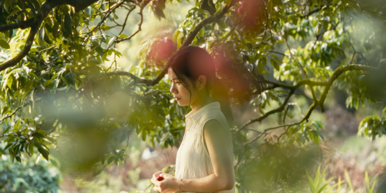 Film still from Borrowed Time with lead actress Lin Dongping