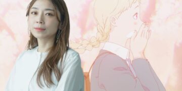 Naoko Yamada and a photo still from The Colors Within.