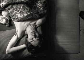 A black-and-white image of Jayden Cheung as the unnamed protagonist in Jun Li's Queerpanorama