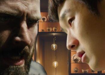 Photo collage of Chris Evans as Curtis Everett in Snowpiercer and Choi Woo-shik as Kim Ki-woo in Parasite.